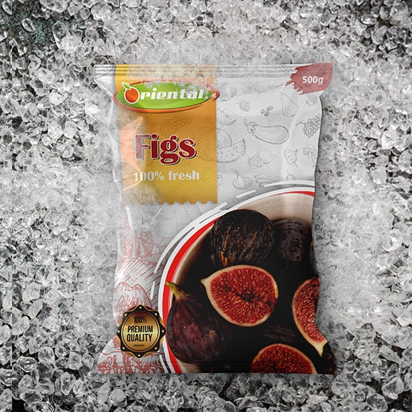 frozen Figs with ice cubes background